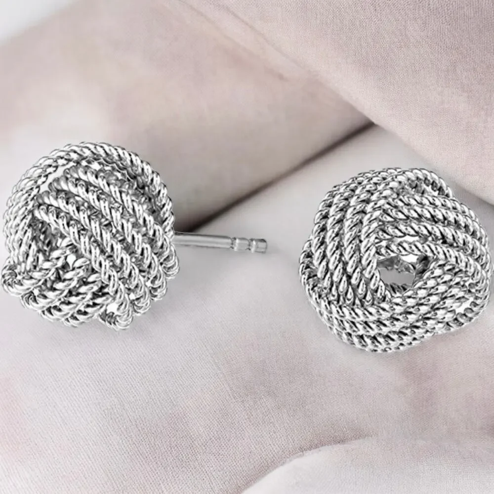 NEW 925 sterling silver knot shaped stud earrings jewelry B21B